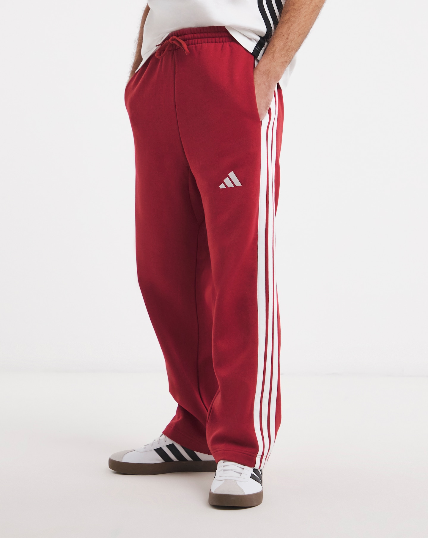 New In - adidas Wide Leg 3 Stripes Fleece Pants