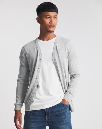 Grey Marl Cotton Cardigan | Jacamo