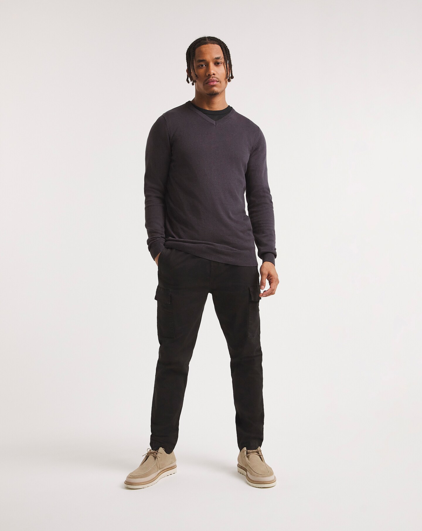 Cotton V Neck Jumper | Jacamo