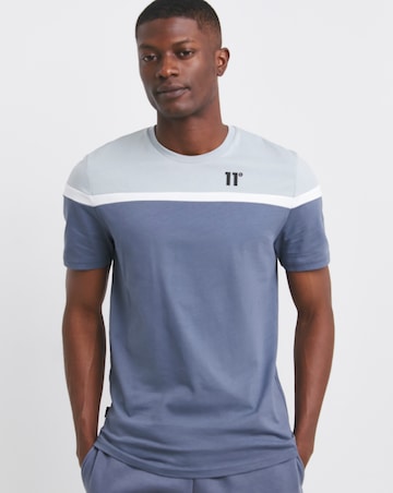 11 Degrees Contrast Fabric Cut And Sew Panel T-Shirt