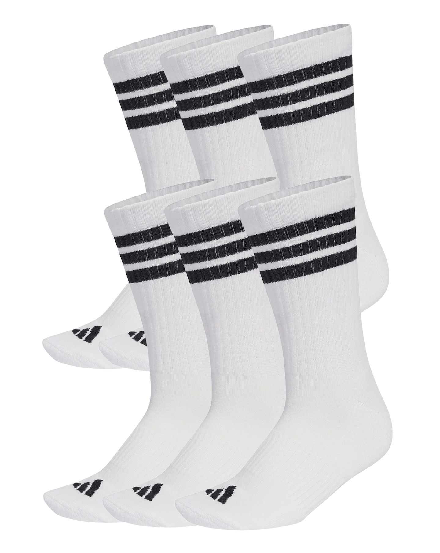 New In - adidas 3 Stripes 6 Pack Crew Socks