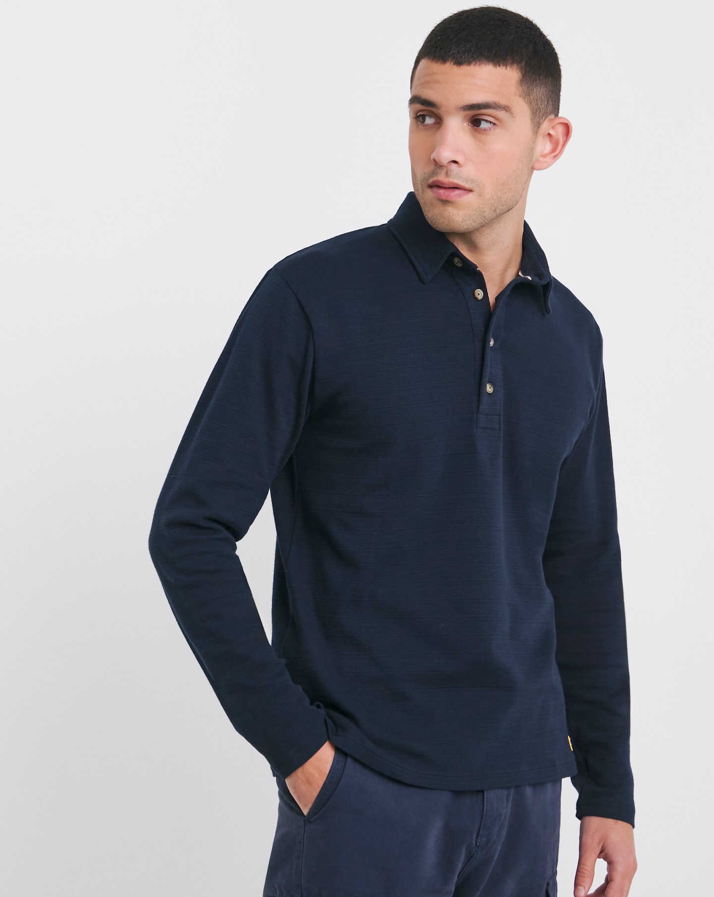 Armor Lux Long Sleeve Jersey Polo - Navy
