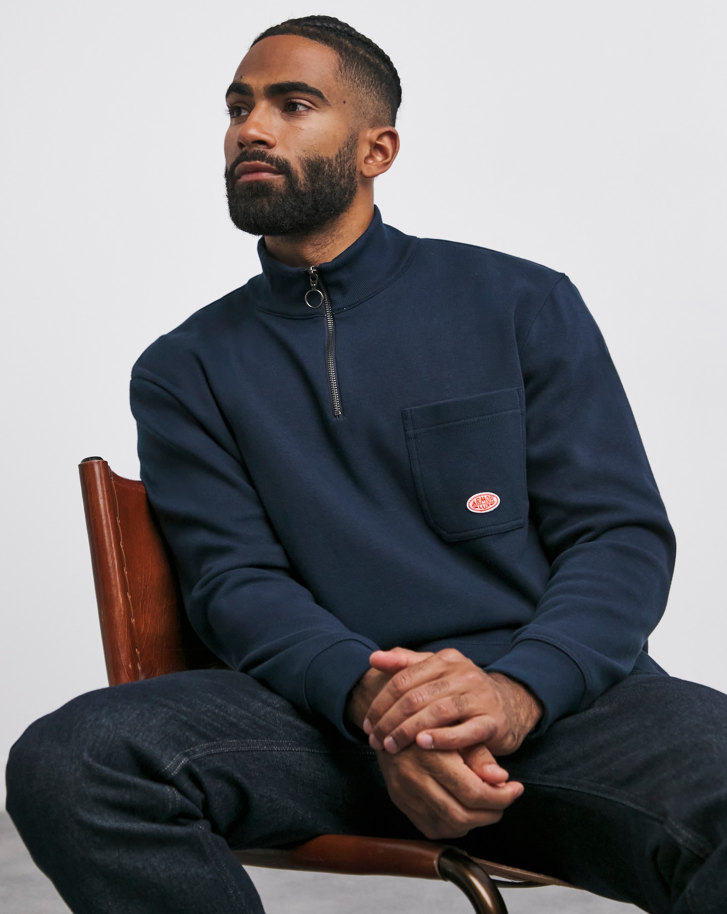 Armor Lux 1/4 Zip Sweatshirt - Navy