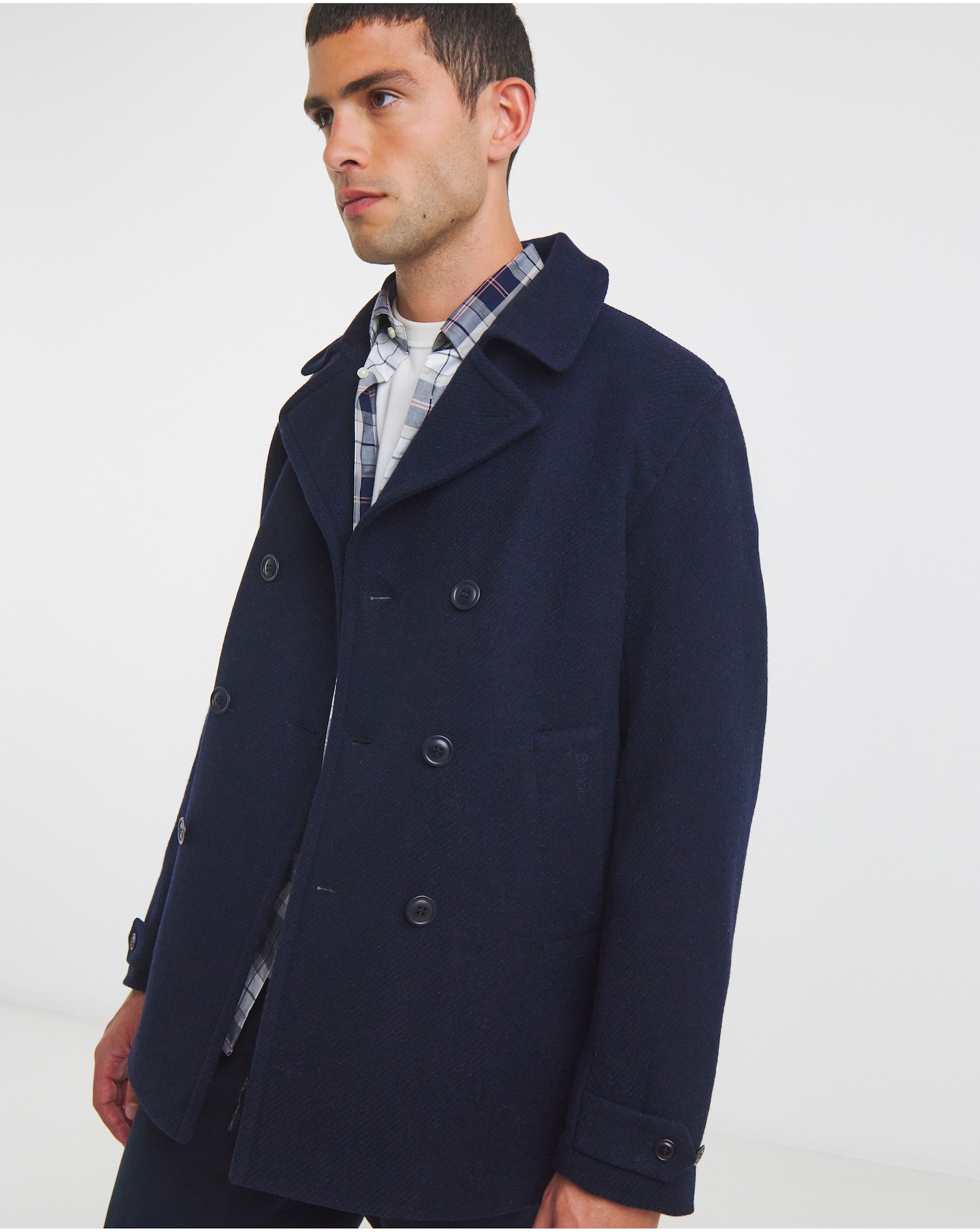 New In - Barbour Newfield Wool Pea Coat - Navy