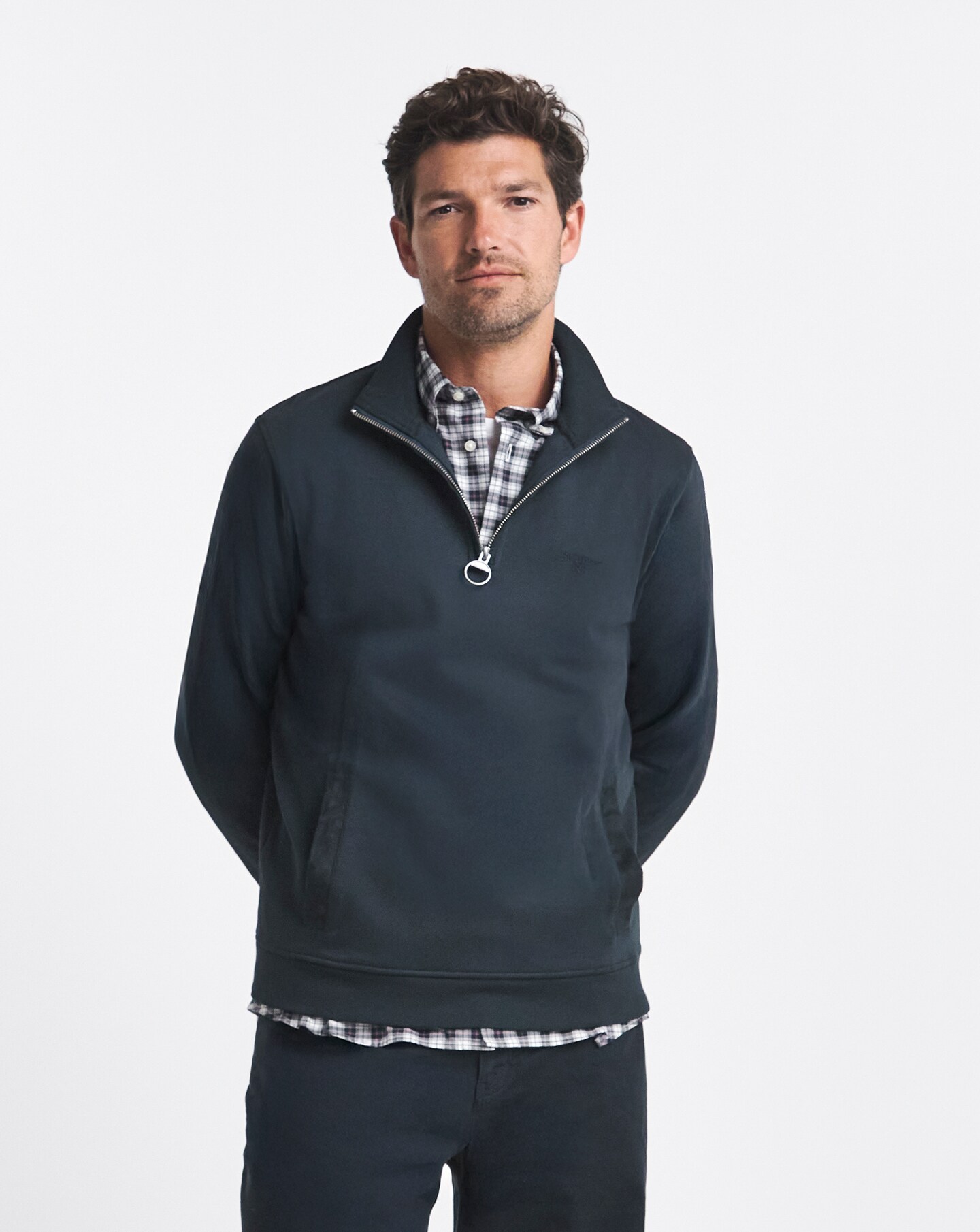 Men’s Fleece Jacket – Long Sleeve Half Zip Pullover, Warm Winter Sweatshirt (Black)