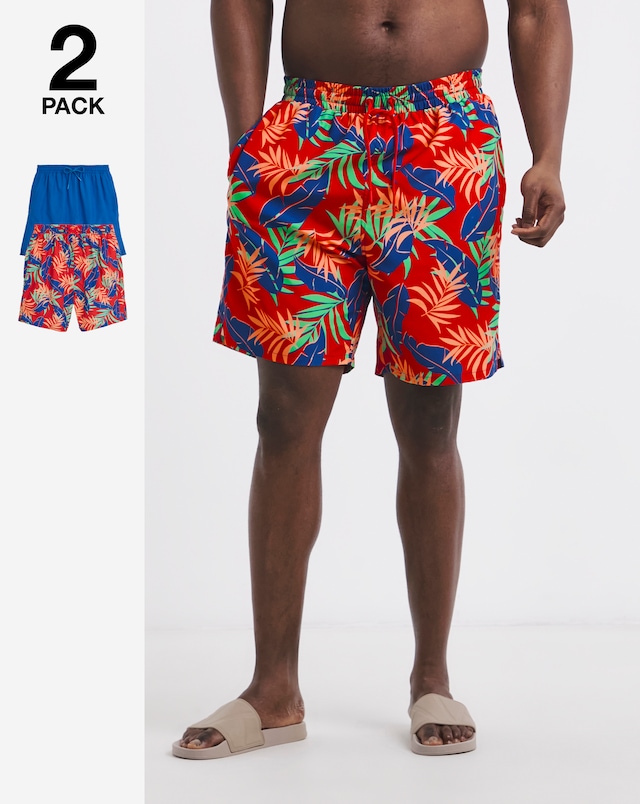 2 Pack Tropical Swim Shorts Long