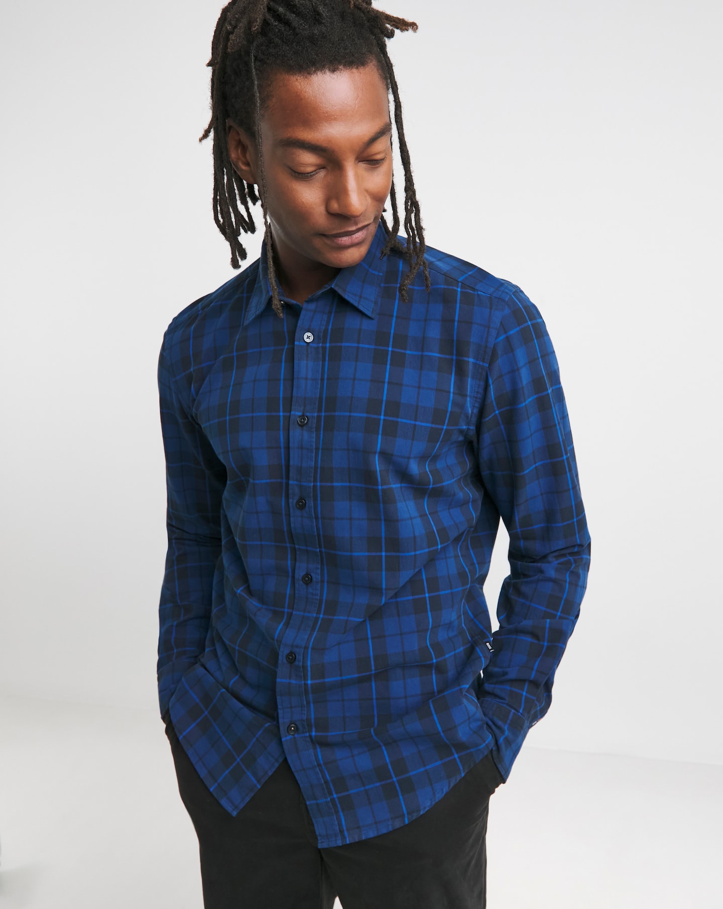 BOSS Long Sleeve Blue Check Shirt