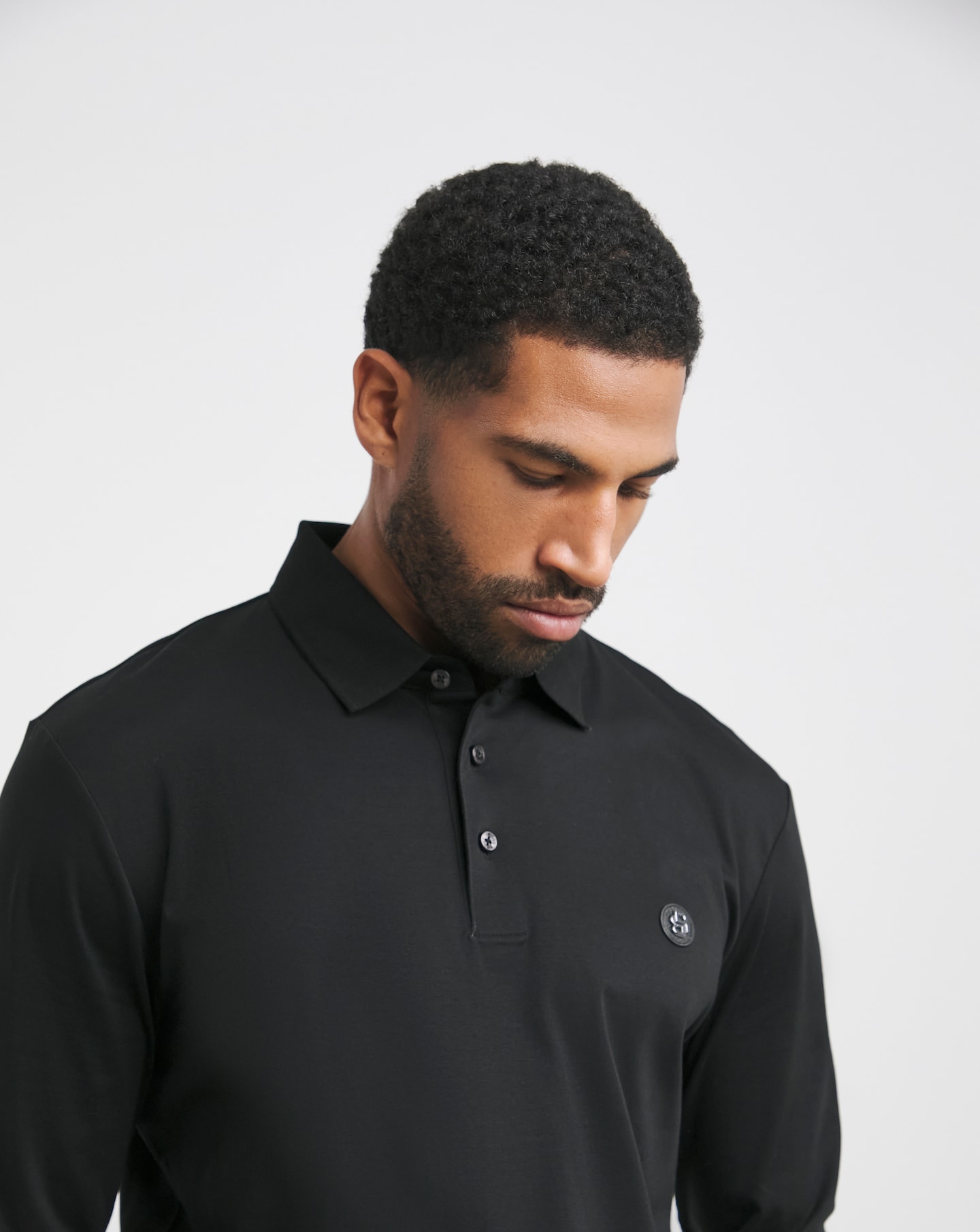 BOSS Long Sleeve Metal Badge Polo