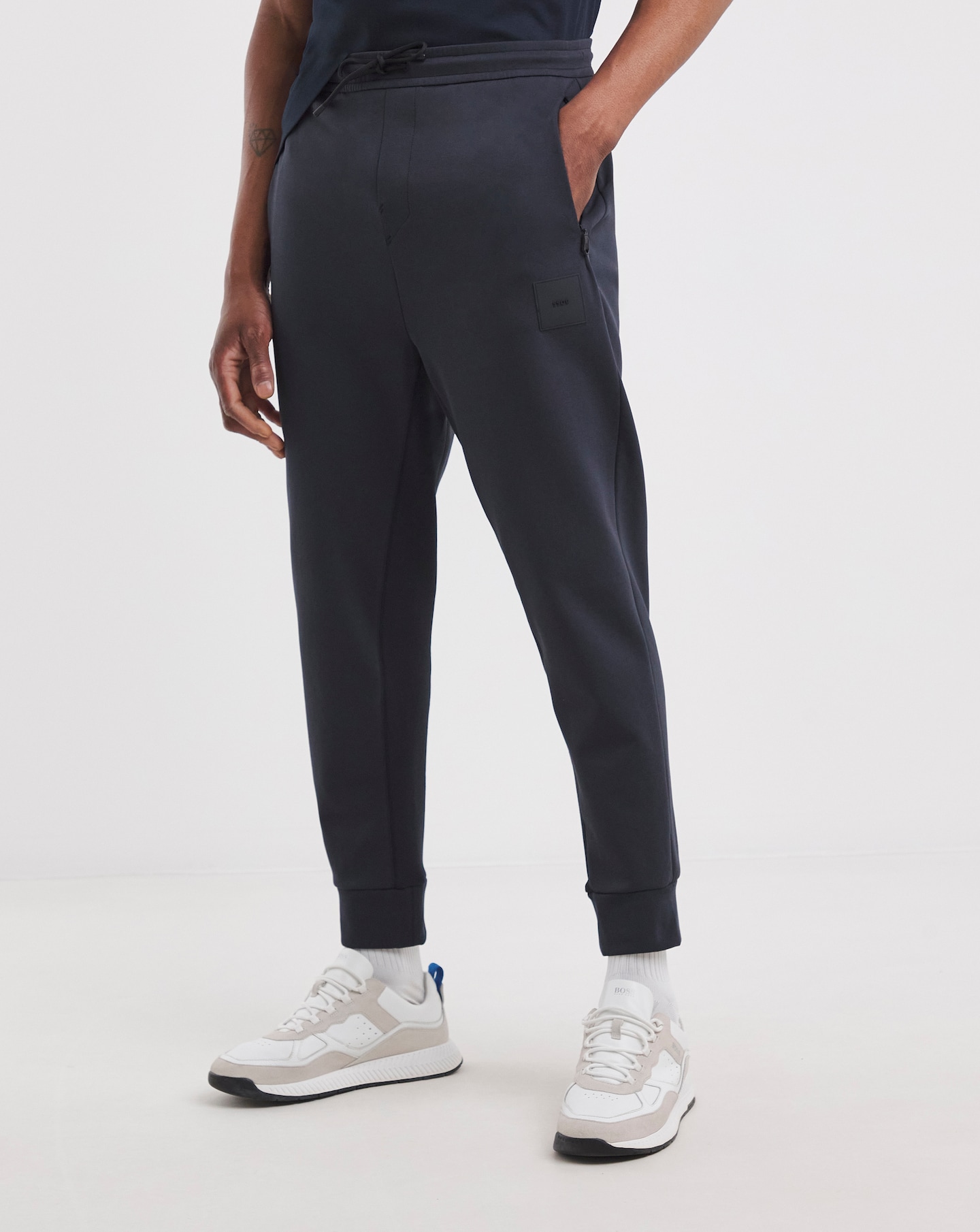 BOSS Rib Logo Jogger in Navy