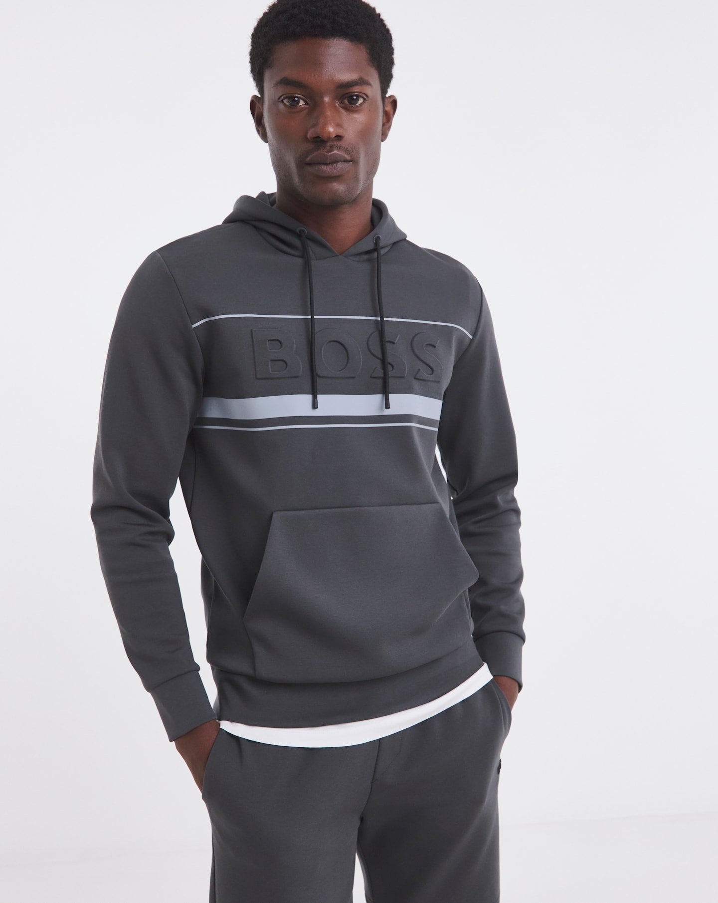 BOSS Contrast Hoodie - Dark Grey