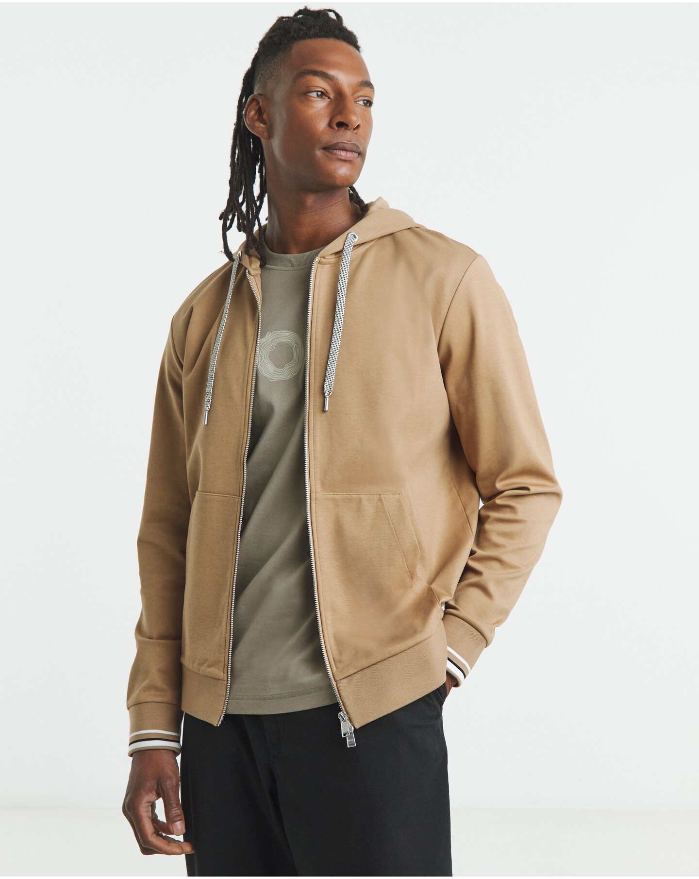 BOSS Zip Through Hoodie - Camel