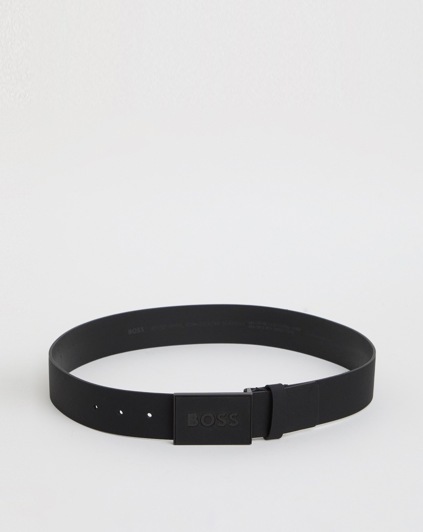 BOSS Icon Plaque Leather Belt - Black