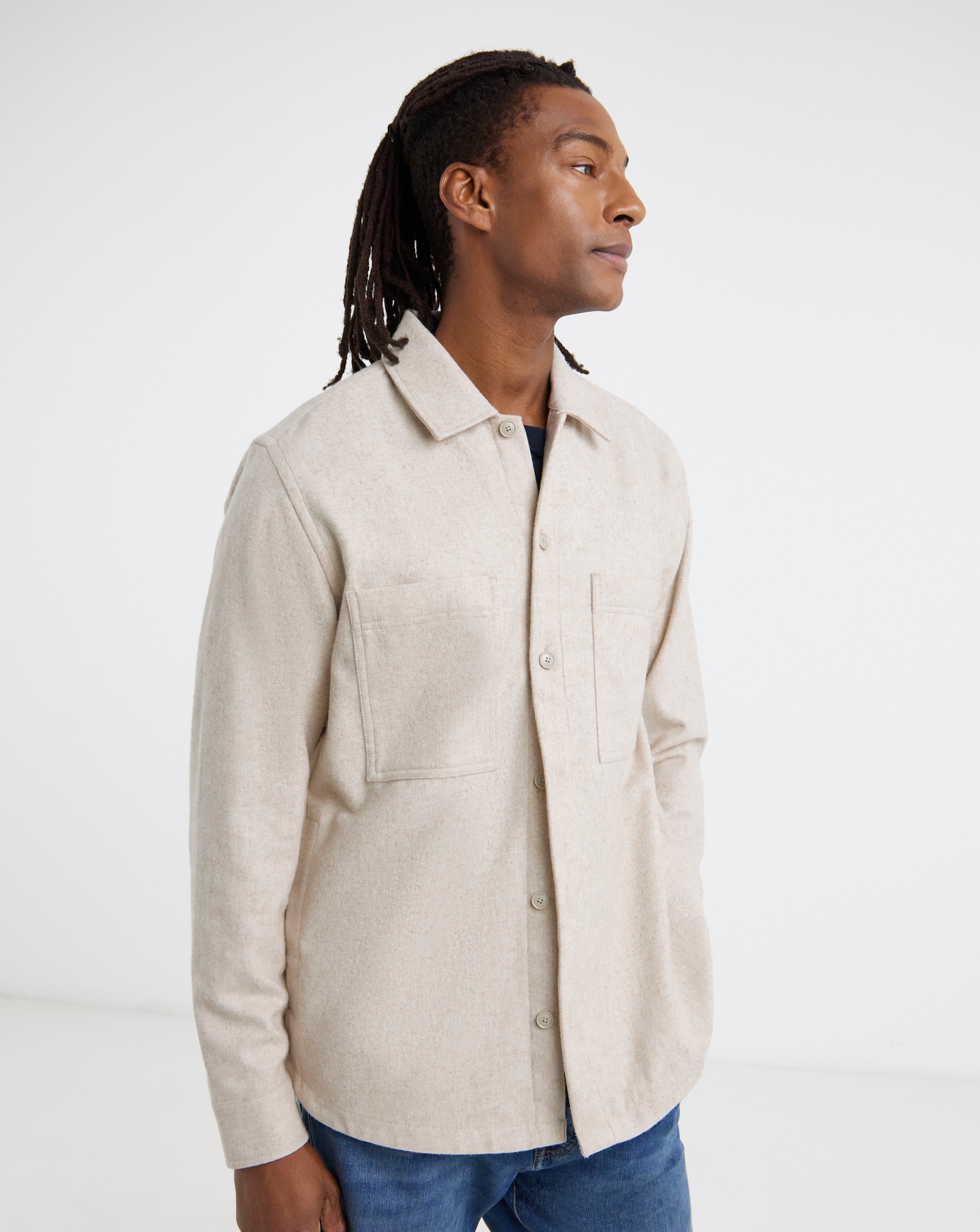 New In - BOSS Jersey Overshirt - Light Beige