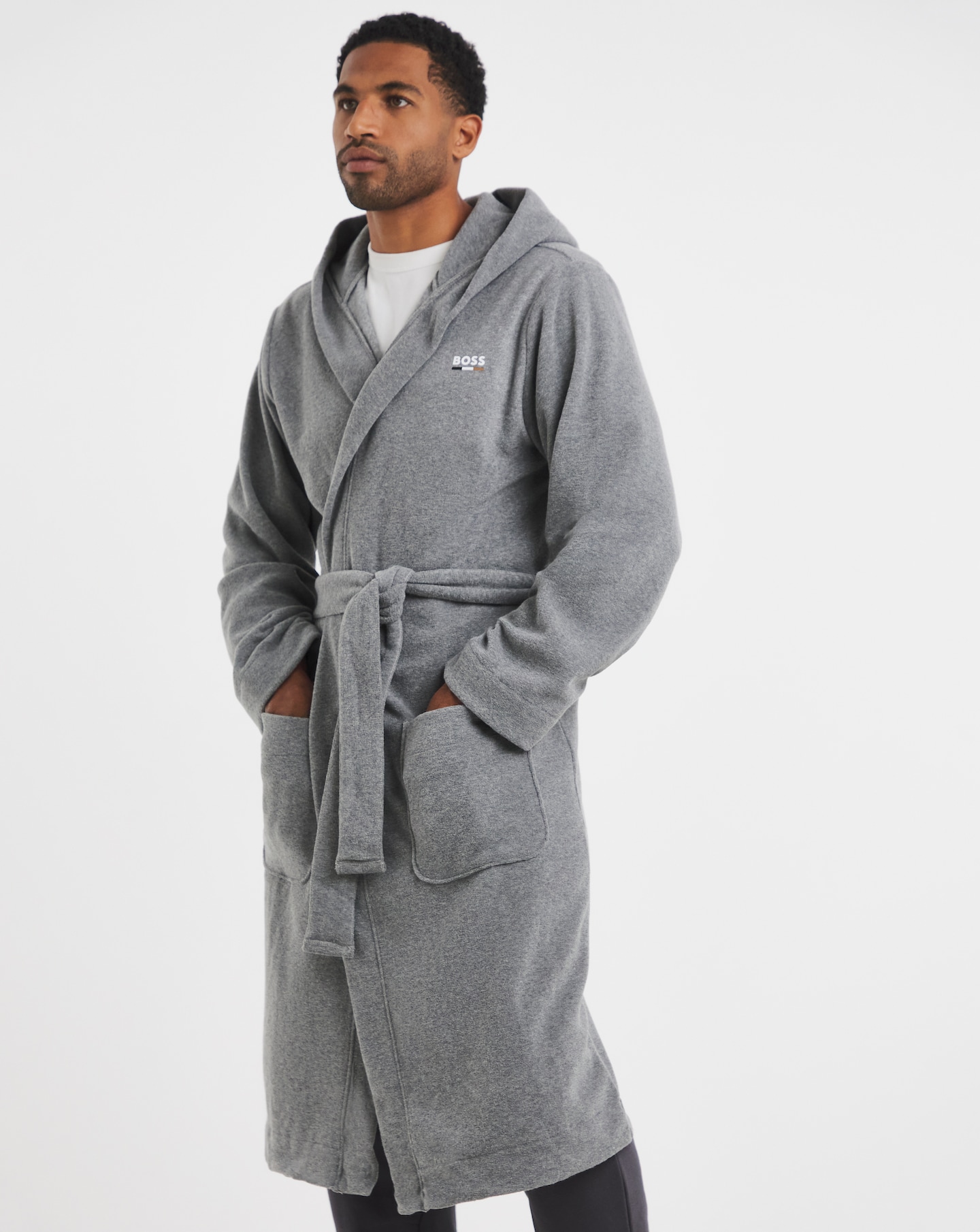 BOSS Logo Terry Robe - Grey