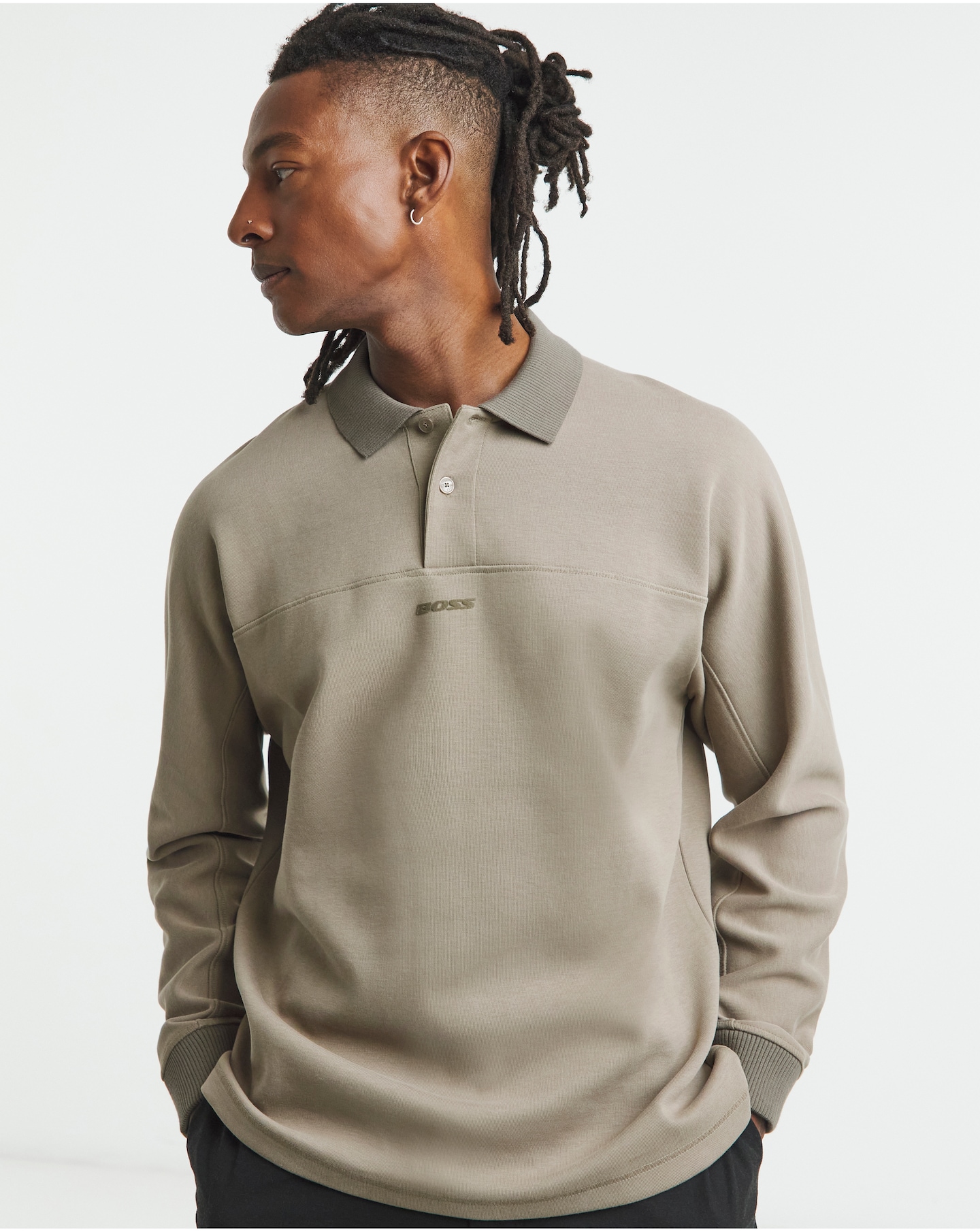 BOSS Long Sleeve Relax Fit Polo - Beige