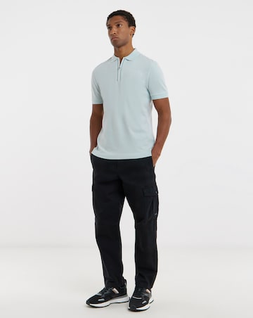 BOSS Short Sleeve Zip Polo - Light Blue