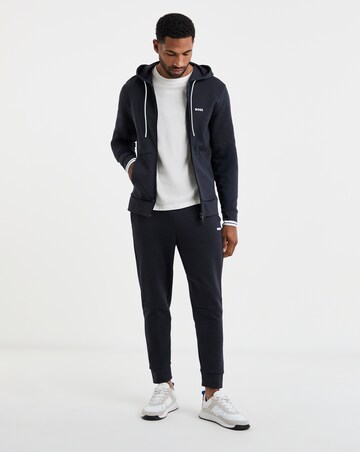 BOSS Zip Through Logo Hoodie - Navy