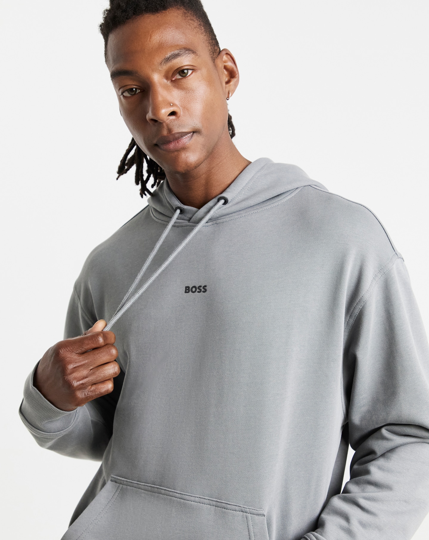 New In - BOSS Centre Logo Hoodie - Charcoal