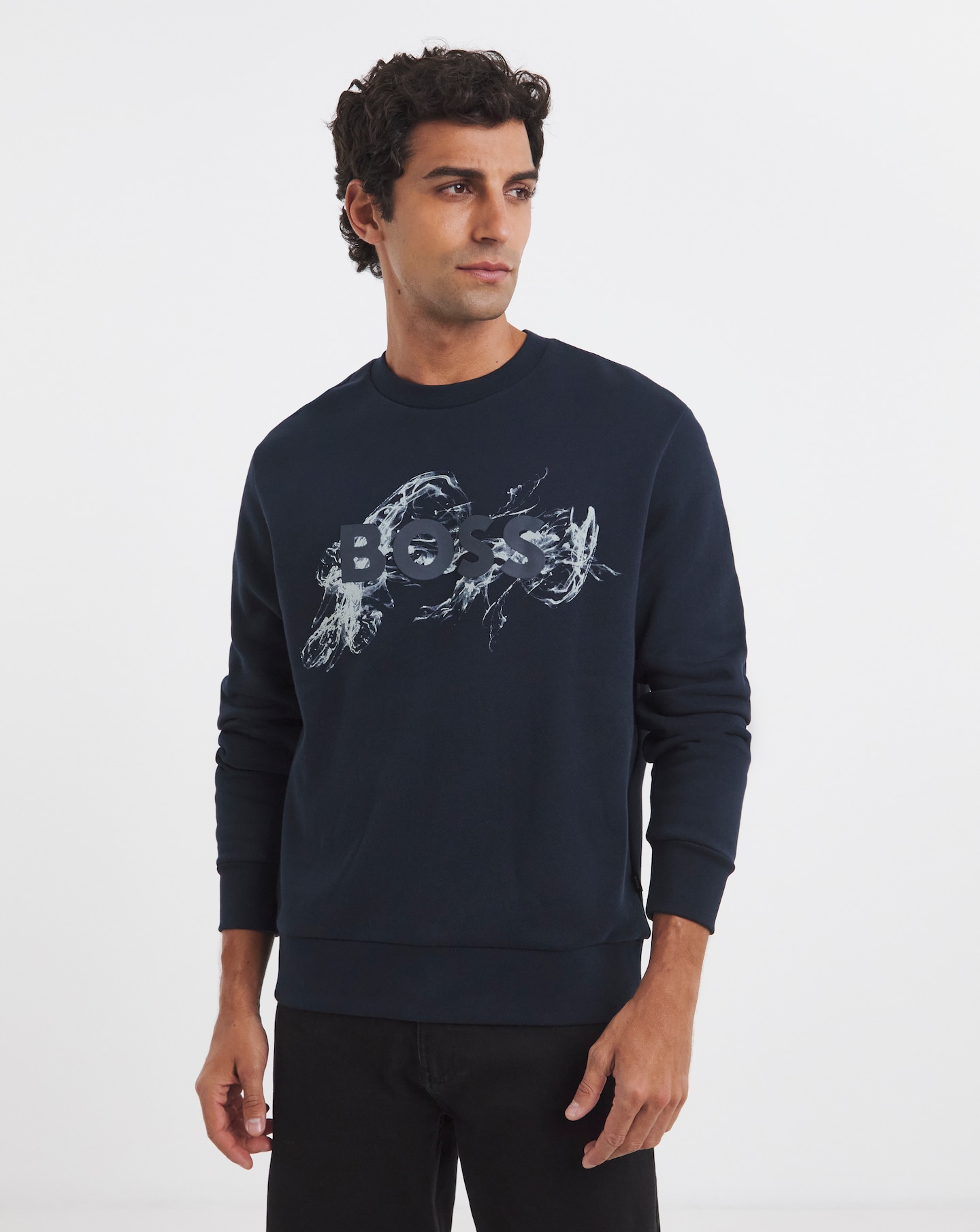 BOSS Logo Crew Sweatshirt - Navy