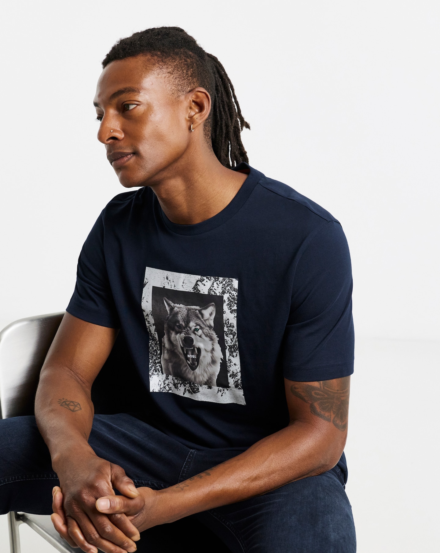 New In - BOSS Graphic Animal T-Shirt - Dark Blue