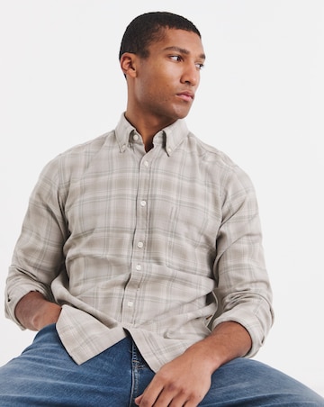 BOSS Long Sleeve Check Shirt - Beige