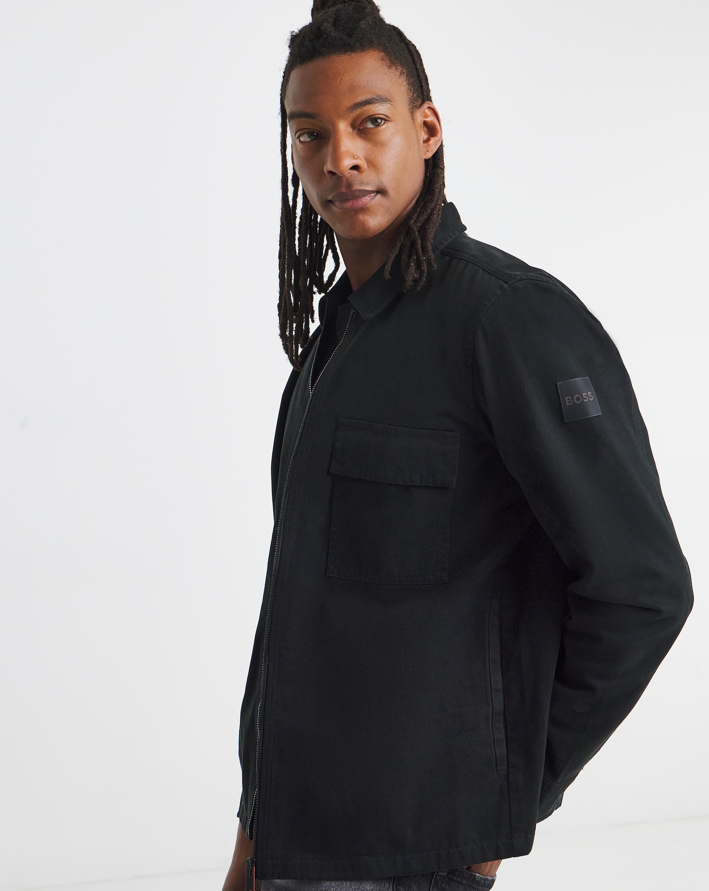 New In - BOSS Zip Through Overshirt - Black