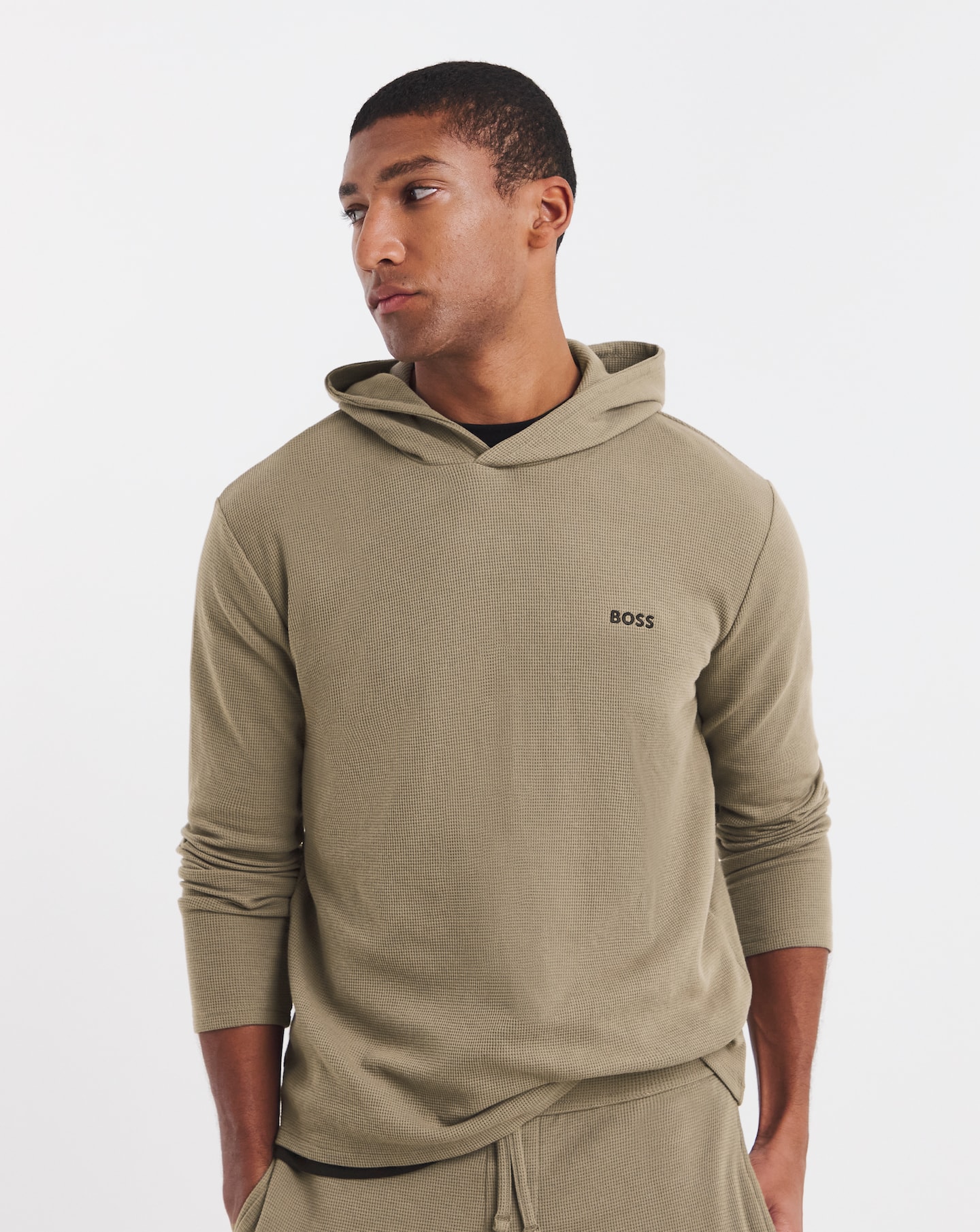 New In - BOSS Waffle Lounge Hoodie - Brown