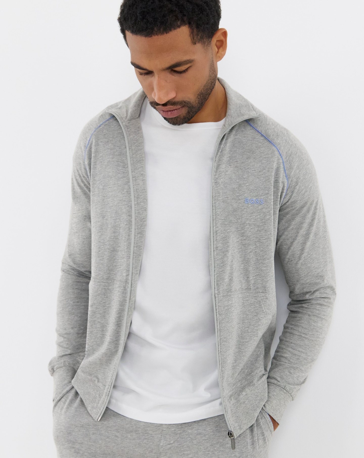 BOSS Zip Sweat - Grey Marl