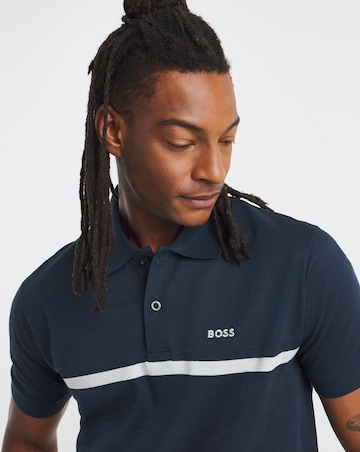 BOSS Short Sleeve Paddy Stripe Polo - Navy
