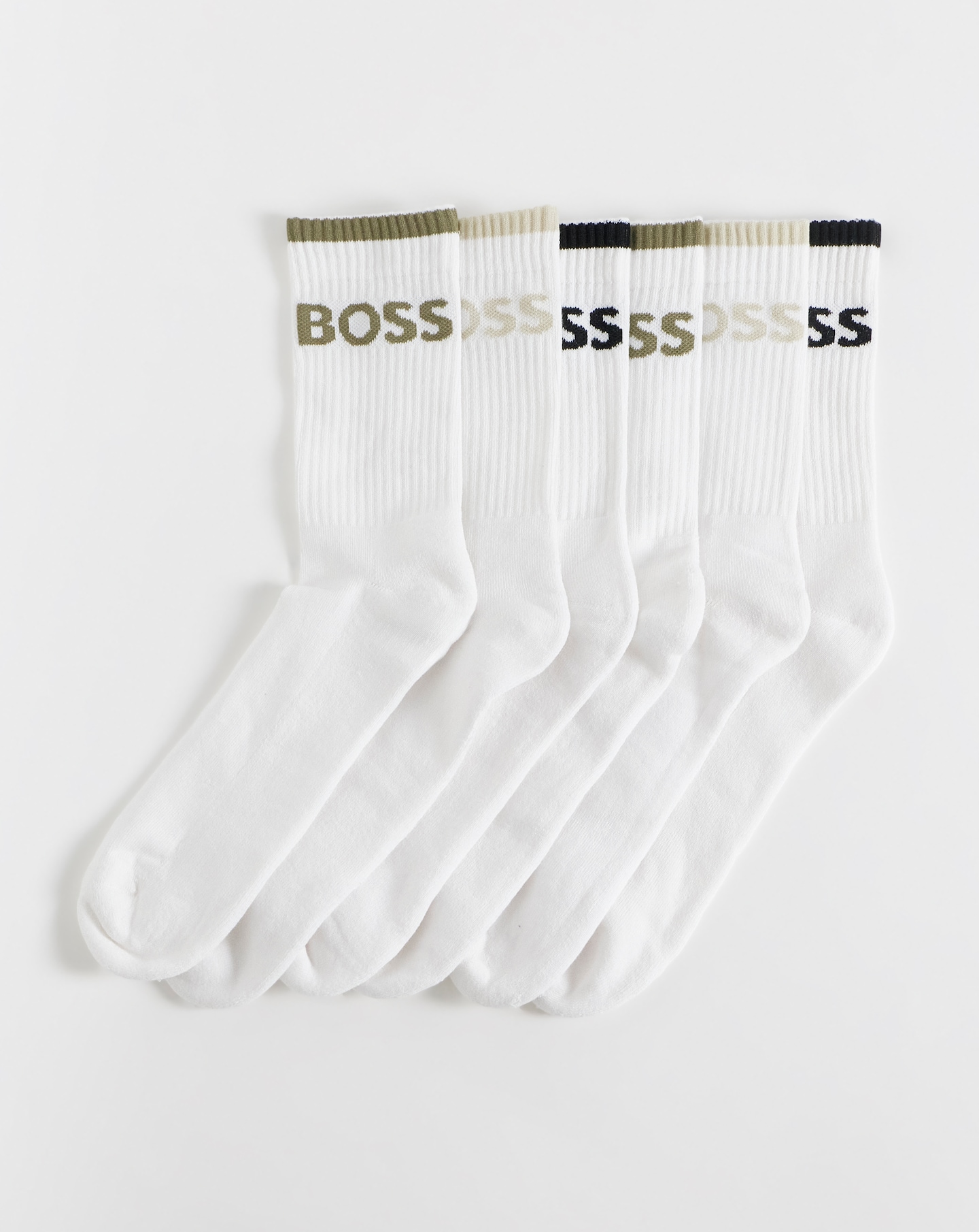 New In - BOSS 6 Pack Stripe Sport Sock - White