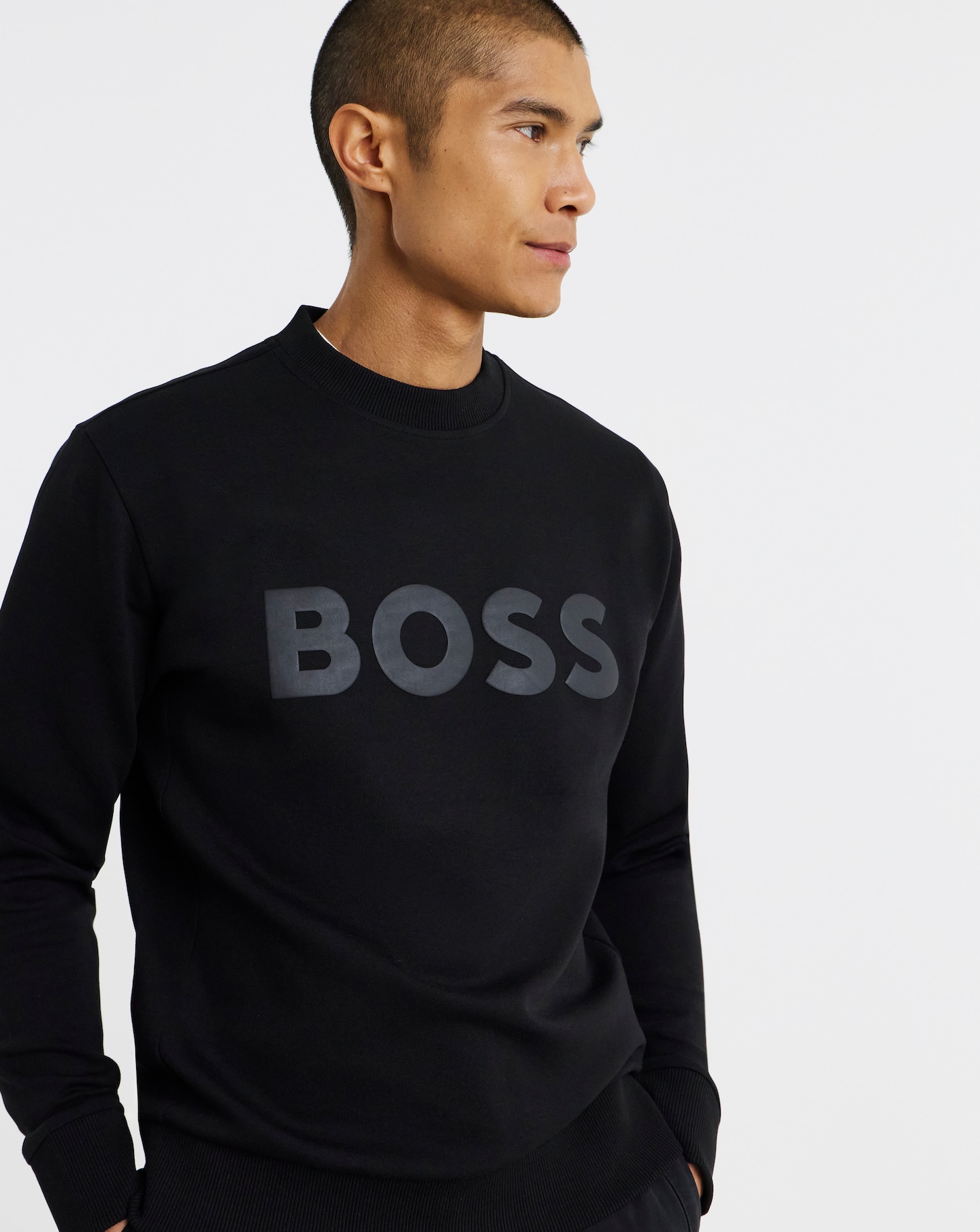 New In - BOSS Logo Crew Sweatshirt - Black