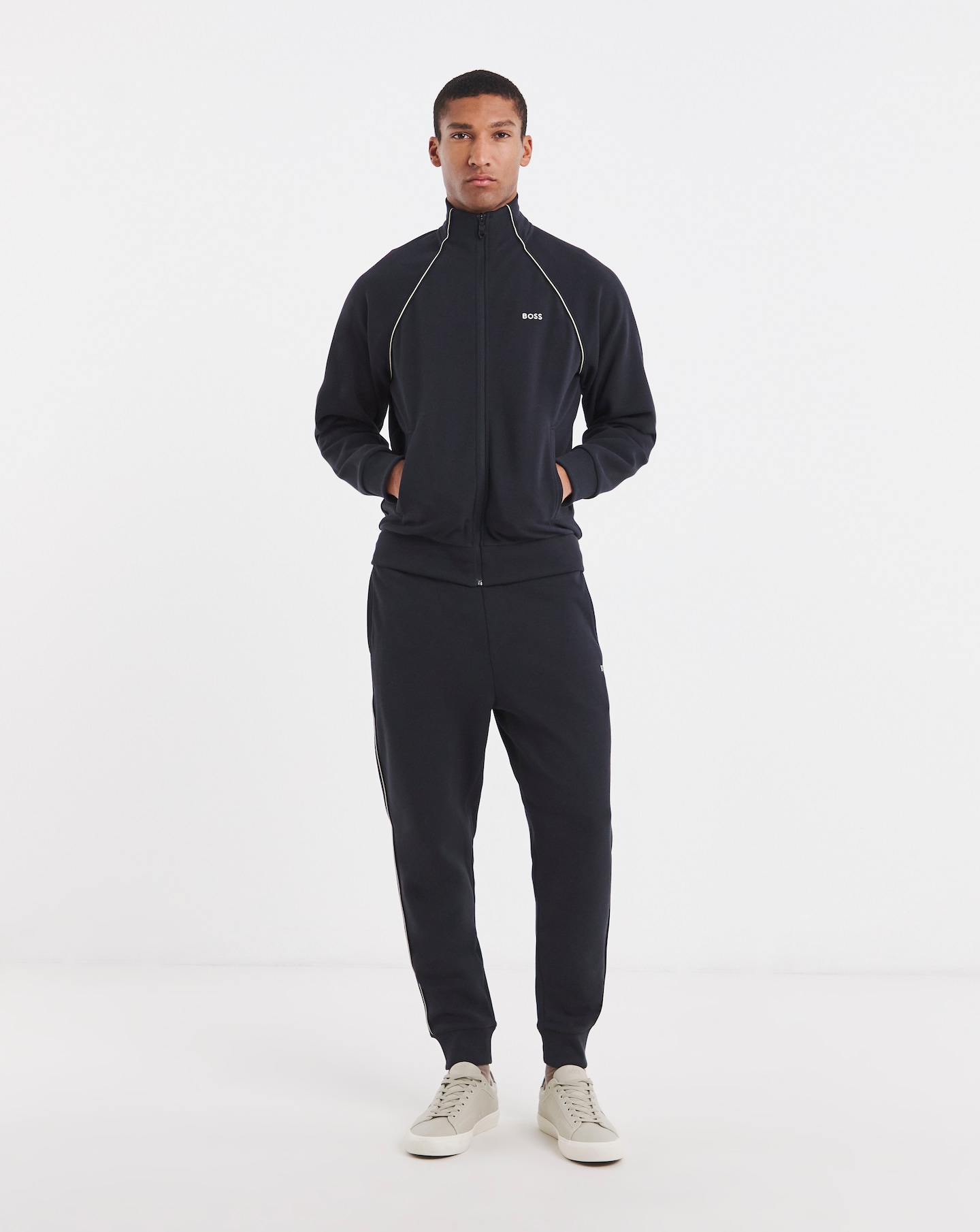 New In - BOSS Zip Through Pique Tracksuit - Navy