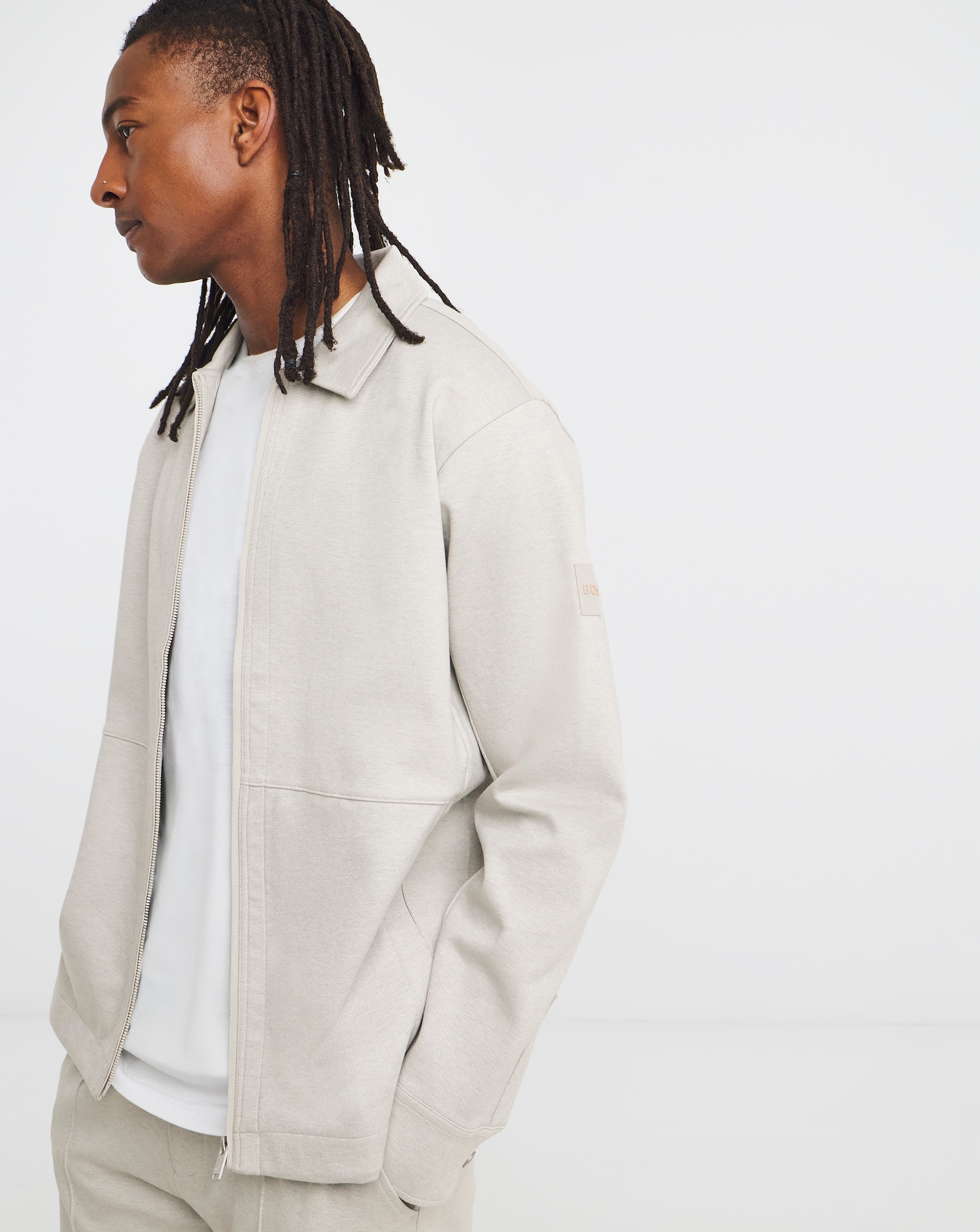 New In - BOSS Zip Through Co Ord Sweat - Beige