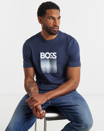 BOSS Short Sleeve Stack Logo T-Shirt - Blue