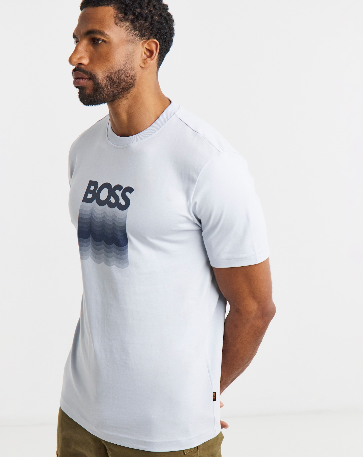 BOSS Stack Logo T-Shirt - Light Grey