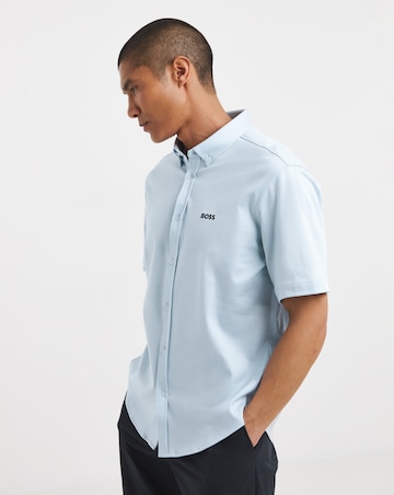 BOSS Short Sleeve Motion Stretch Shirt - Blue