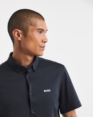 BOSS Short Sleeve Motion Stretch Shirt - Navy