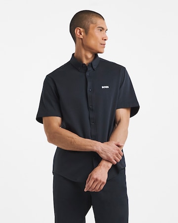 BOSS Short Sleeve Motion Stretch Shirt - Navy