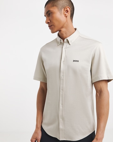 BOSS Short Sleeve Motion Stretch Shirt - Light Beige