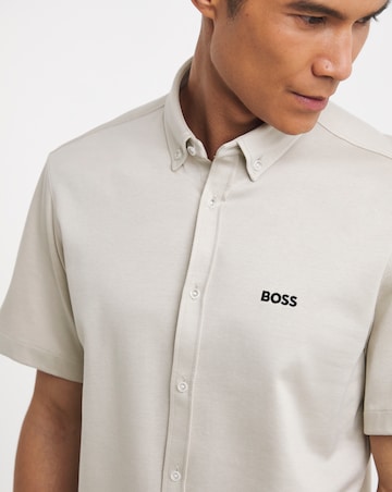 BOSS Short Sleeve Motion Stretch Shirt - Light Beige