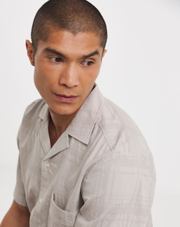 BOSS Short Sleeve Textured Resort Shirt - Beige