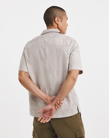 BOSS Short Sleeve Textured Resort Shirt - Beige