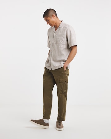 BOSS Short Sleeve Textured Resort Shirt - Beige