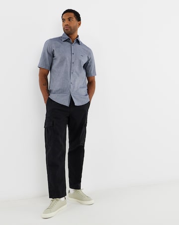 BOSS Short Sleeve Cotton Twill Shirt - Navy