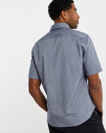 BOSS Short Sleeve Cotton Twill Shirt - Navy