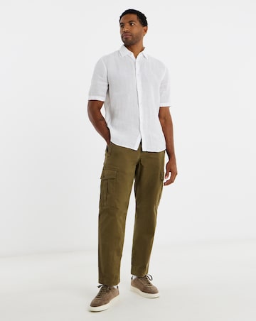 BOSS Short Sleeve Linen Shirt - White