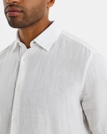 BOSS Short Sleeve Linen Shirt - White