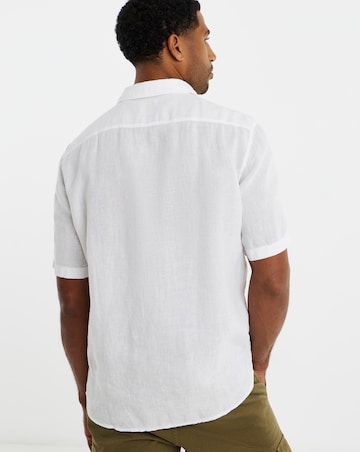 BOSS Short Sleeve Linen Shirt - White