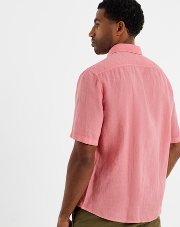 BOSS Short Sleeve Linen Shirt - Bright Pink