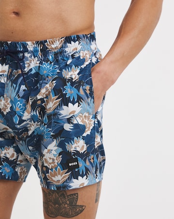BOSS Piraha Printed Swimshort - Blue